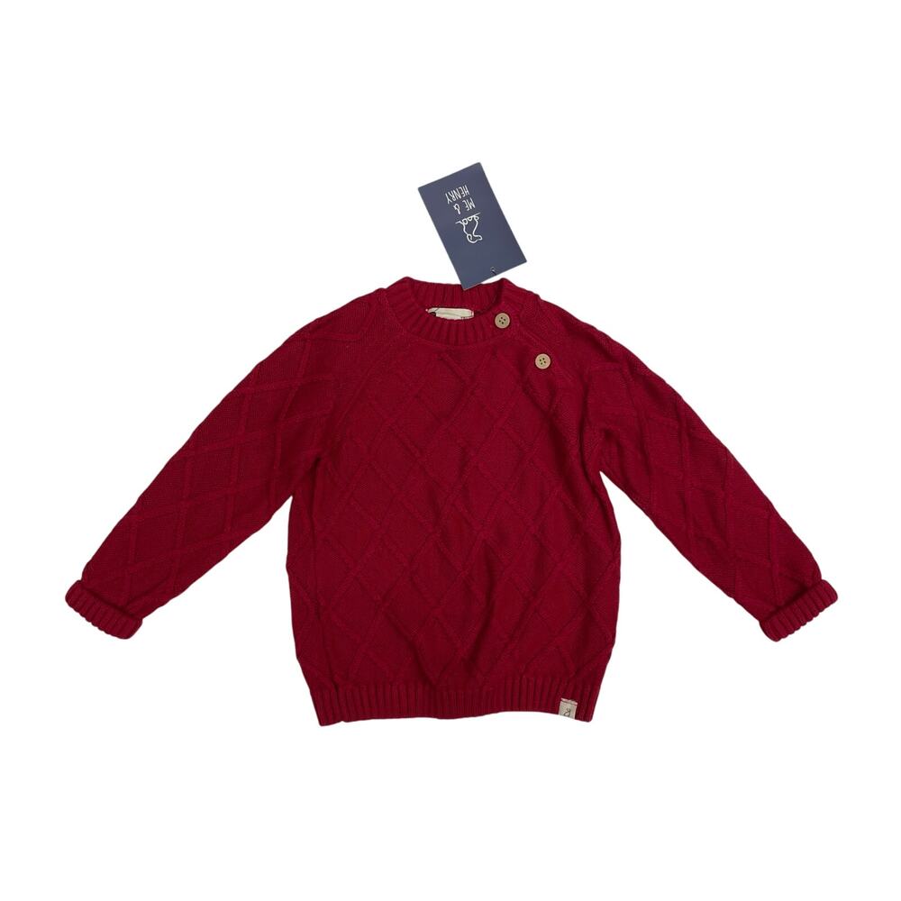 NWT Me & Henry 0/3M Red Archie Sweater